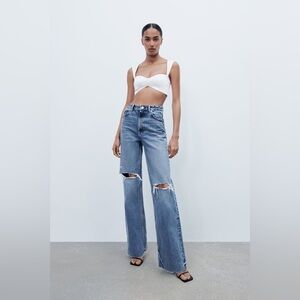 Ripped wide leg jeans